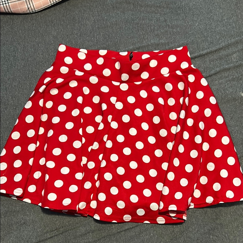 Red and White Skater Mini Skirt